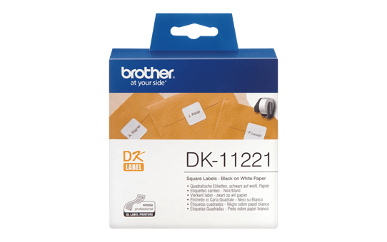 Oryginalne etykiety na rolce firmy Brother DK-11221 - czarny nadruk na białym tle, 23mm x 23mm 2
