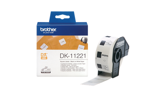 Brother DK11221: оригинальная кассета с лентой для печати наклеек черным на белом фоне, 23 мм х 23 мм. 3