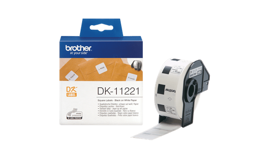 Genuine Brother DK-11221 Label Roll – Black on White, 23mm x 23mm