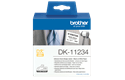 Originele Brother DK-11234 zelfklevende naambadge op labelrol – zwart op wit, 60 mm x 86 mm