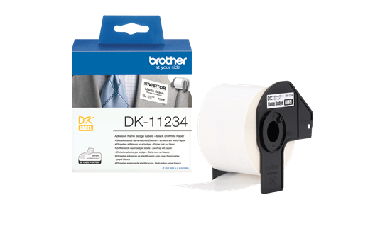 Genuine Brother DK-11234 Adhesive Visitor Badge Label Roll – Black on White, 60mm x 86mm 3