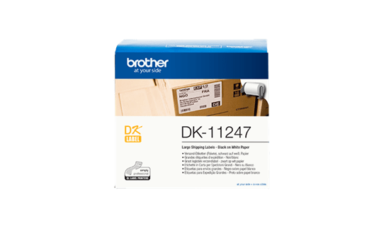 Original Brother DK-11247 udstansede labels – sort på hvid, 103 mm x 164 mm 2