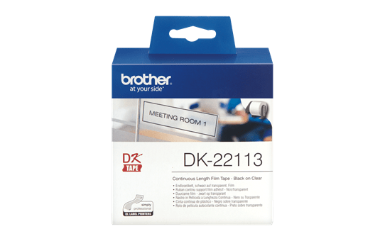 Originele Brother DK-22113 doorlopende labelrol – film - zwart op transparant, breedte 62 mm. 2