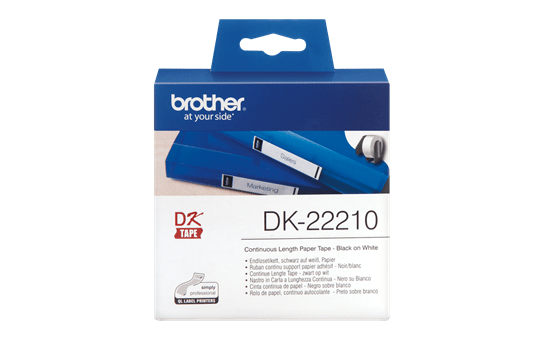 Brother original DK22210, etiketter på fortlöpande rulle, svart på vit, 29 mm
