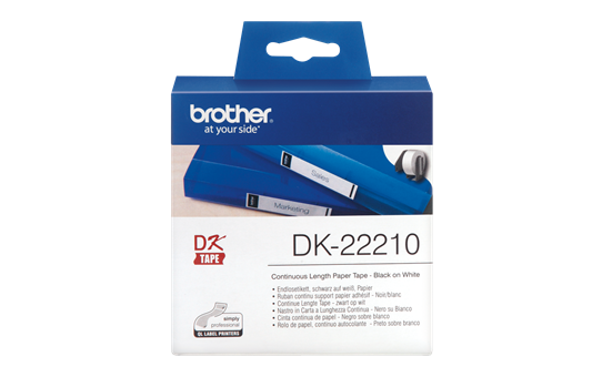 Rolă de etichete originală Brother DK-22210 – negru pe alb, lățime de 29mm