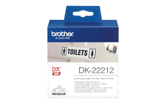 Originele Brother DK-22212 doorlopende labelrol – film -  zwart op wit, breedte 62 mm. 2