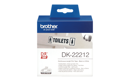 Genuine Brother DK-22212 Continuous Film Label Roll – Black on White, 62mm 2