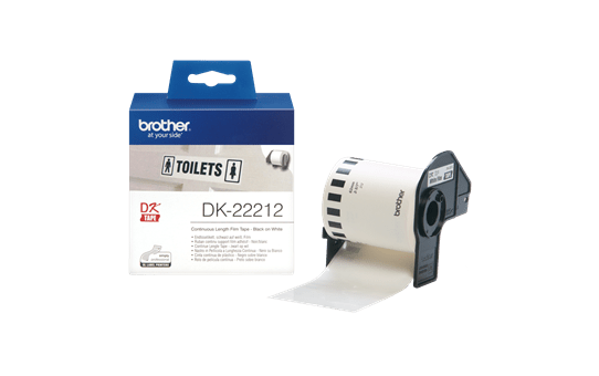 Genuine Brother DK-22212 Continuous Film Label Roll – Black on White, 62mm