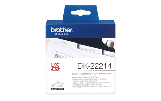 Original Brother DK22214  taperull i papir i løpende lengde – sort på hvit, 12 mm bred 2