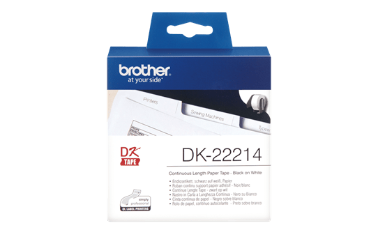 Genuine Brother DK-22214 Continuous Paper Label Roll – Black on White, 12mm wide 2