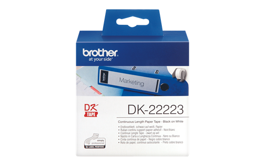 Original DK-22223 Endlosetikettenrolle von Brother – Schwarz auf Weiß, Papier, 50 mm breit 2