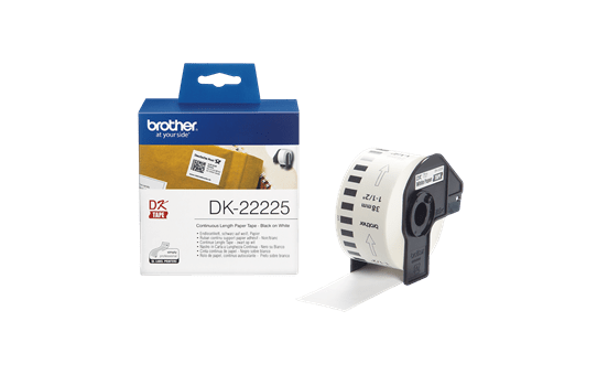 Genuine Brother DK-22225 Continuous Paper Label Roll – Black on White, 38mm wide
