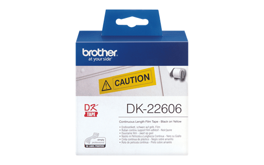 Brother original DK22606 taperull i plastfilm i løpende lengde - sort på gul, 62 mm bred 2