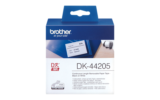 Brother DK44205: оригинальная неразрезанная отделяемая бумажная лента для печати наклеек черным на белом фоне, 62 мм. 2
