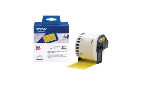 Genuine Brother DK-44605 Continuous Paper Label Roll with Removable Adhesive – Black on Yellow, 62mm 3
