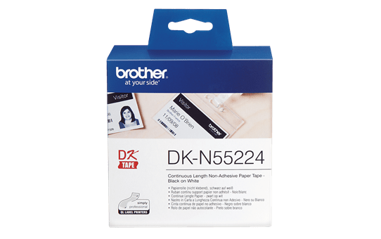 Original Brother DKN55224 løbende ikke-klæbende papirrulle, sort på hvid, 54 mm