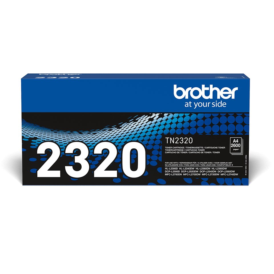 Brotherin mustan TN2320-laservärikasetin tuotepakkaus