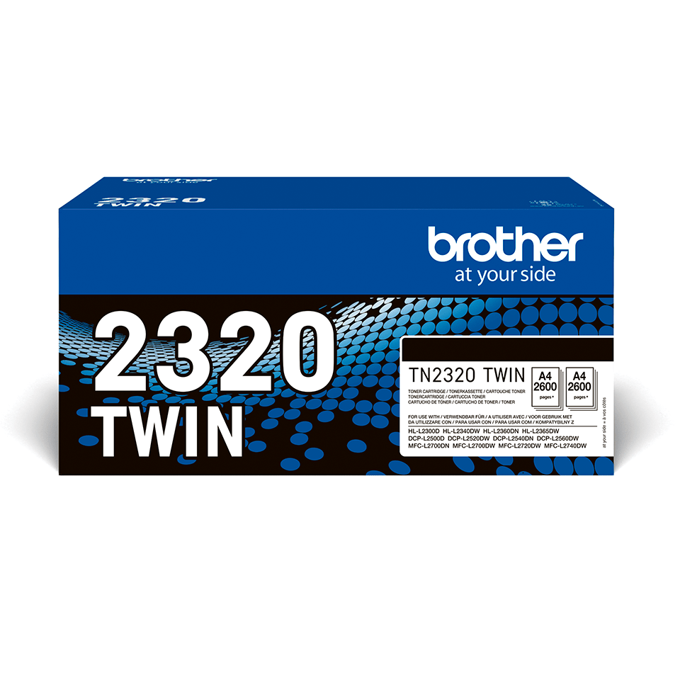 Pack 2 cartuchos tóner negro larga duración TN2320TWIN, Brother