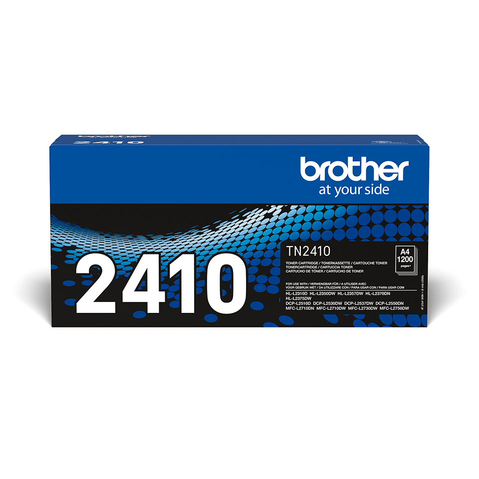 Brotherin mustan TN2410-laservärikasetin tuotepakkaus