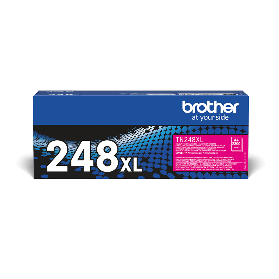 Brother TN248XLM Magenta toner carton positioned facing forward on a white background