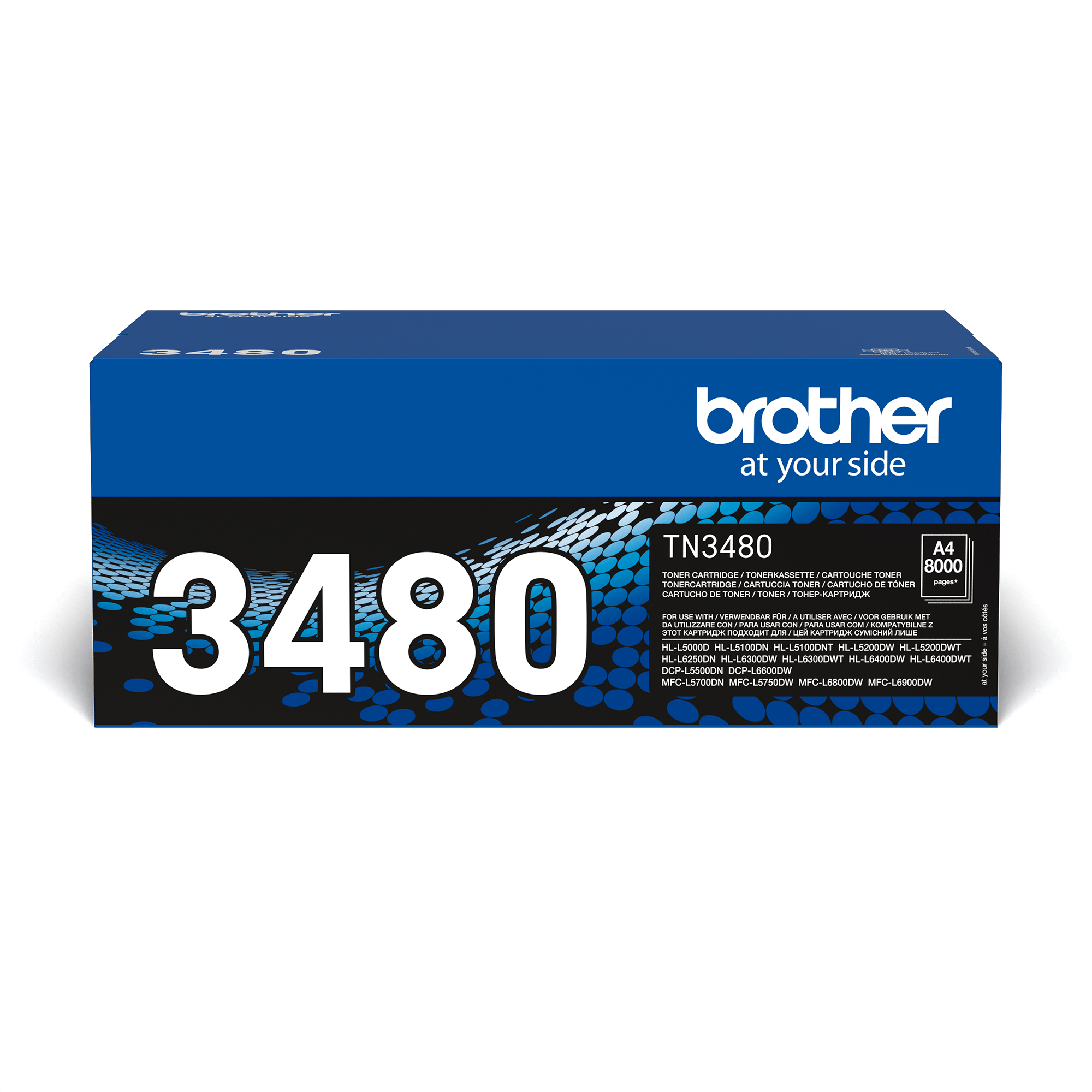 Brotherin mustan TN3480-laservärikasetin tuotepakkaus