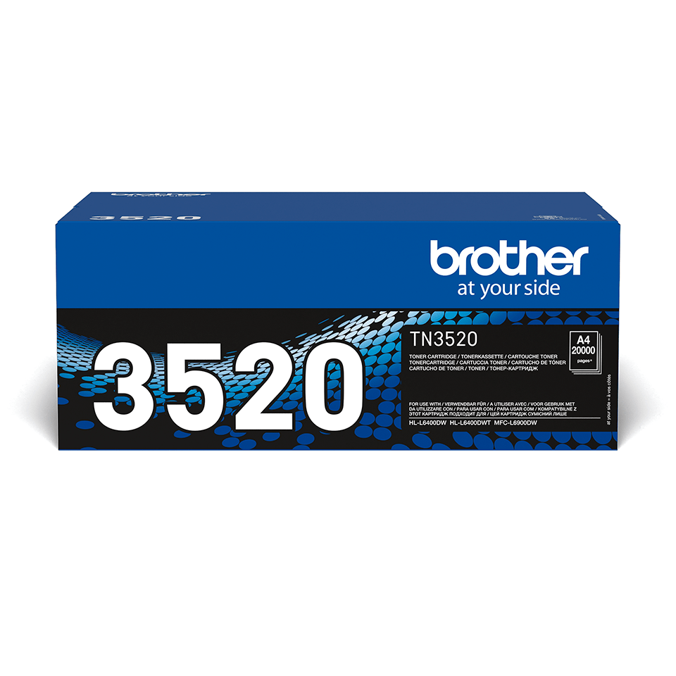 Brotherin mustan TN3520-laservärikasetin tuotepakkaus