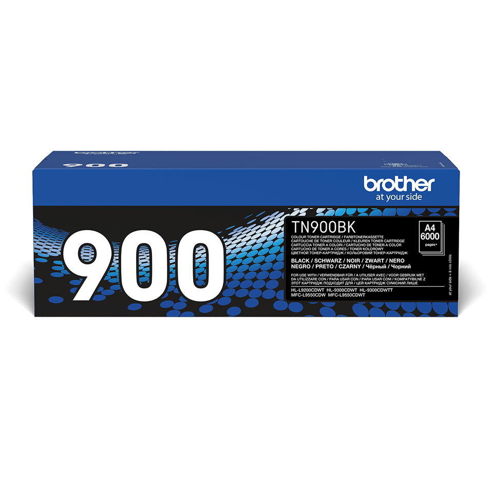 Brotherin mustan TN900BK-laservärikasetin tuotepakkaus