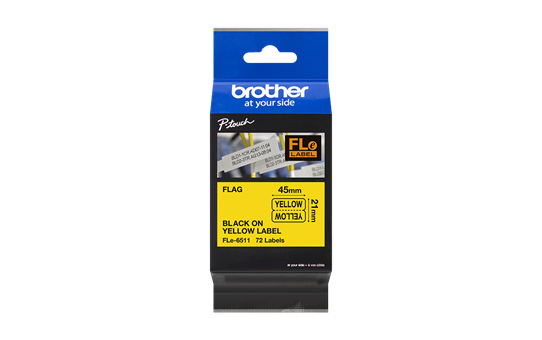 Brother original FLe6511 flagg tape i fast format - sort på gul, 21 mm bred 3