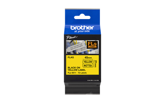 Casetă cu etichete pretăiate Brother FLe-6511 - negru pe galben, dimensiunea de 45mm x  21mm 3