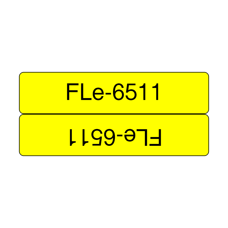 Alkuperäinen Brother FLe6511 -muotoonleikattu tarranauha - musta teksti keltaisella pohjalla,  21 mm