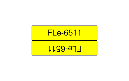 Kaseta s trakom z izsekanimi nalepkami Brother FLe-6511 – črna na rumeni, širina 21 mm
