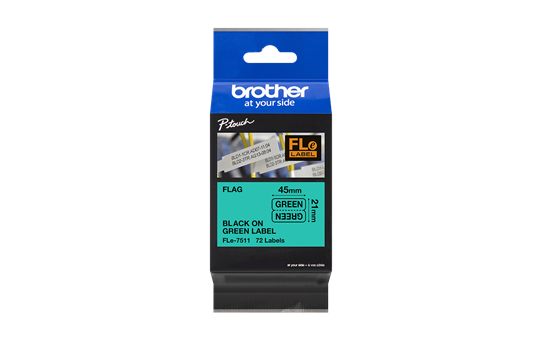 Brother Fle-7511: кассета с оригинальной лентой шириной 21 мм (вырезанные наклейки для печати чёрным шрифтом на зелёном фоне) 3