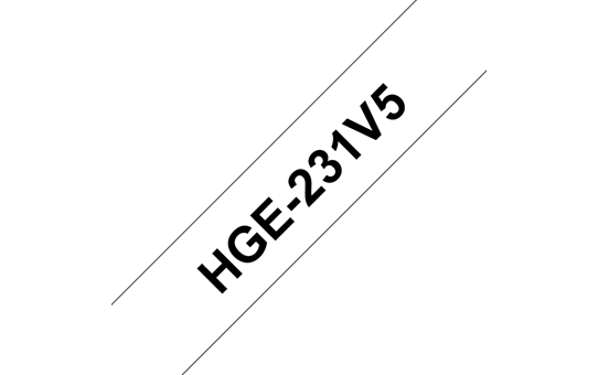 Brother HGe231V5 original  High Grade laminerad tape, svart på vit, 12 mm 