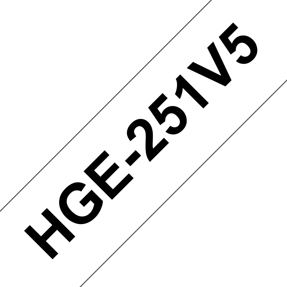 Casetă cu bandă de etichete originală Brother HGe-251V5 – negru pe alb, lățime de 24mm