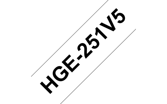 Originele Brother HGe-251V5 label tapecassette – hoogwaardig -  5x zwart op wit, breedte 24mm