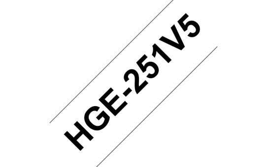 Originele Brother HGe-251V5 label tapecassette – hoogwaardig -  5x zwart op wit, breedte 24mm