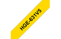 Originální štítek Brother HGe-631V5 - černá na žluté, 12 mm šířka