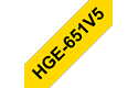 Originele Brother HGe-651V5 label tapecassette – hoogwaardig - 5x zwart op geel, breedte 24 mm