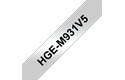 Originele Brother HGe-M931V5 label tapecassette – hoogwaardig - 5x zwart op zilver, breedte 12 mm