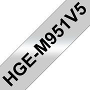 Oryginalne taśmy HGe-M951V5 firmy Brother – czarny nadruk na matowym srebrnym tle, 24mm szerokości