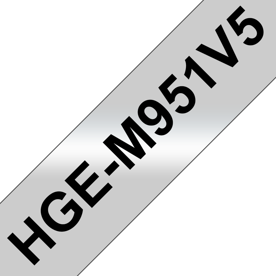 Brother HGeM951V5: оригинальная кассета с лентой для печати наклеек черным на матовом серебристом фоне, ширина: 24 мм.