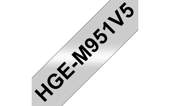Genuine Brother HGe-951V5 Labelling Tapes – Black on Matte Silver, 24mm wide