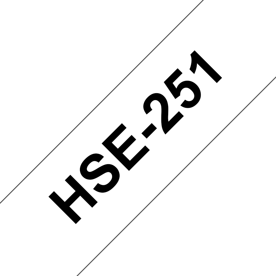 Brother HSe251: оригинальная кассета с термоусадочной лентой для печати наклеек  черным на белом фоне, ширина: 23,6 мм.
