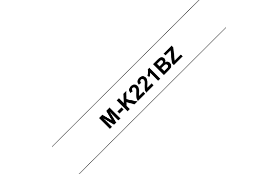 Originali Brother M-K221BZ ženklinimo juostos kasetė – juodos raidės baltame fone, 9 mm pločio