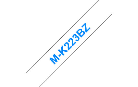Originele Brother M-K223BZ niet-gelamineerd labeltape – blauw op wit, breedte 9 mm