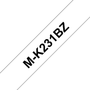 Oryginalna taśma do etykietowania Brother MK-231BZ – czarny nadruk na białym tle, szerokość 12 m