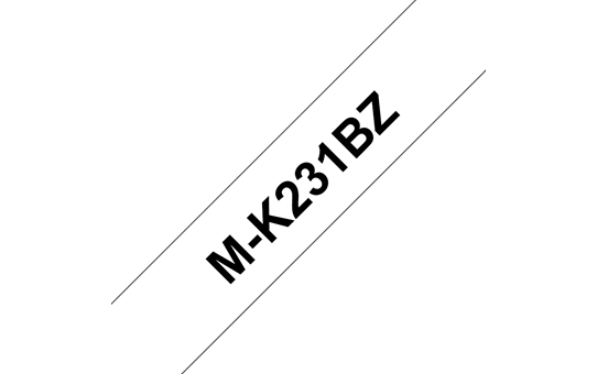 Oryginalna taśma do etykietowania Brother MK-231BZ – czarny nadruk na białym tle, szerokość 12 m