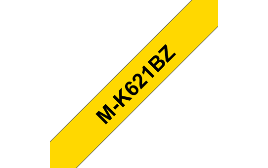Originele Brother M-K621BZ niet-gelamineerd labeltape – zwart op geel, breedte 9 mm