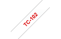 Casetă cu bandă de etichete originală Brother TC-102 – roșu pe transparent de 12 mm lățime
