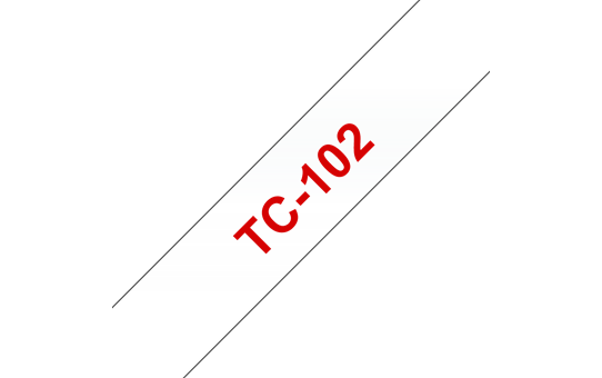 Original Brother TC102 merketape – rød på klar, 12 mm bred